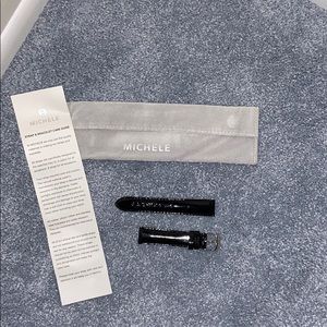 Michele black patent leather watch band